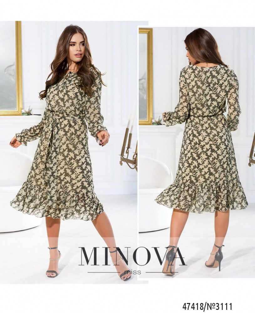 Платье 3111-хаки-листок Minova