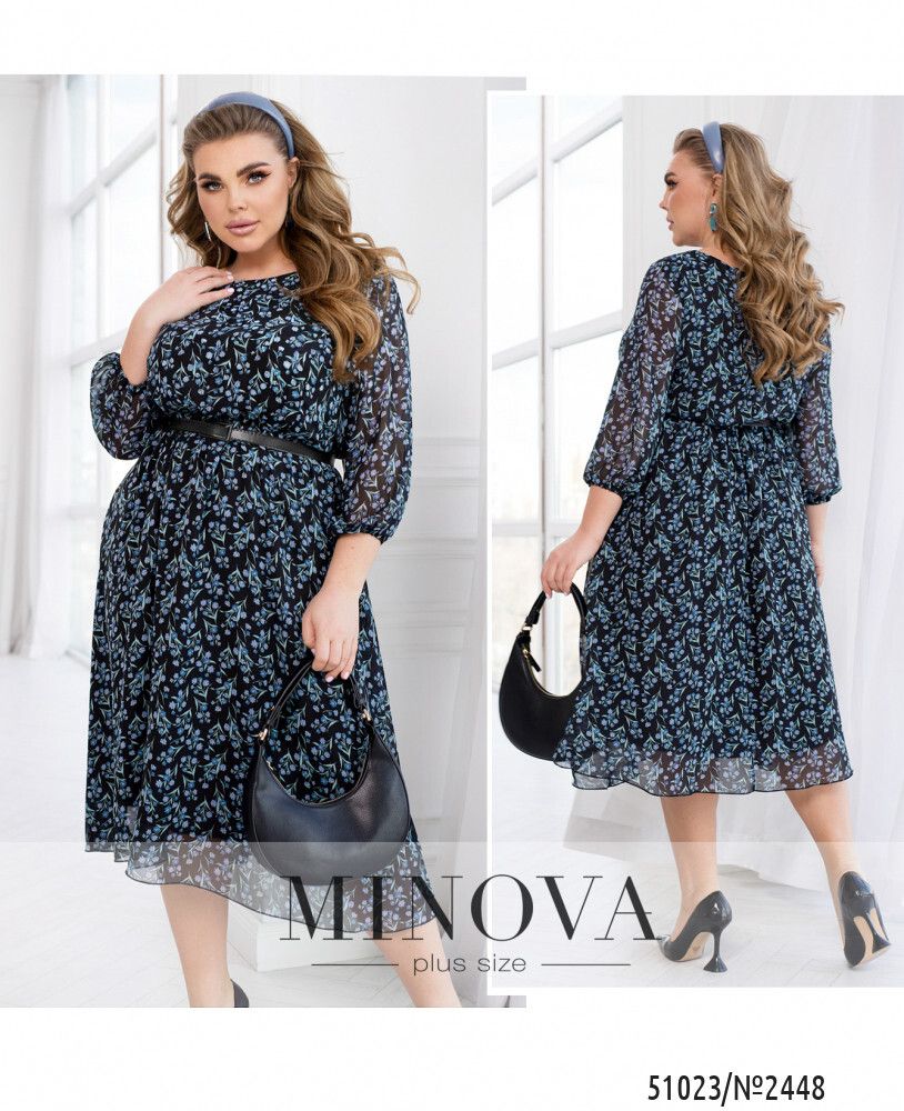 Платье 2448-черный-голубой Minova