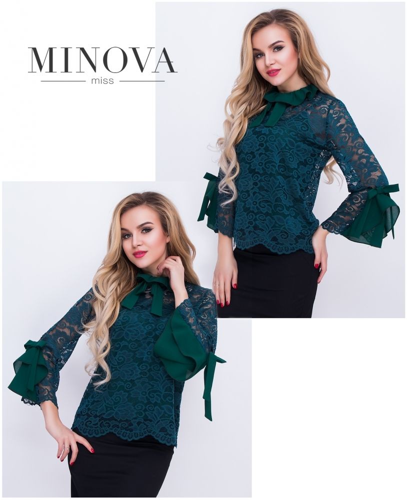 Блуза 4074-темно-зеленый Minova