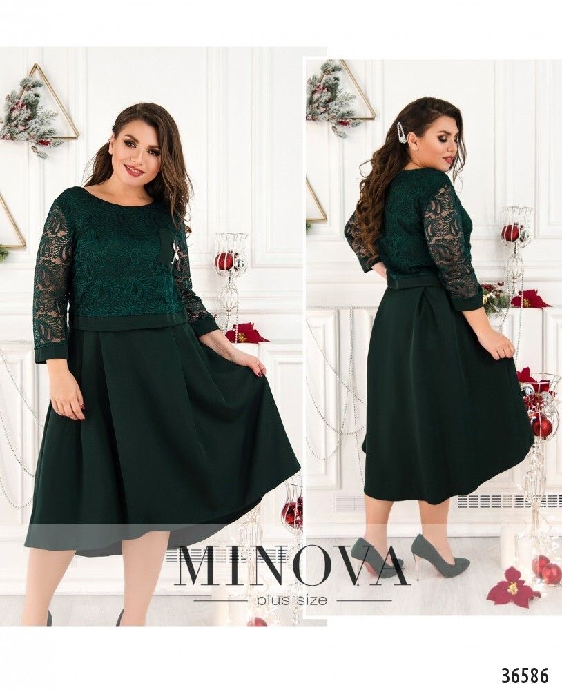 Платье 8619-1-темно-зеленый Minova