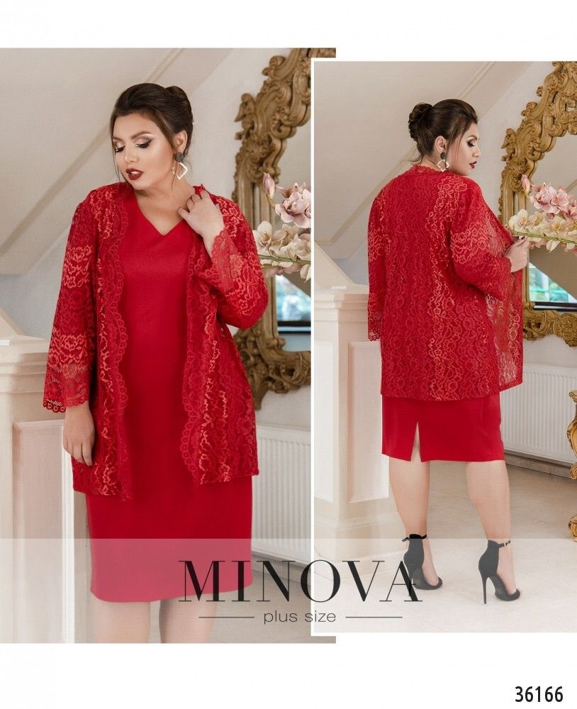 Платье 389-1-красный Minova