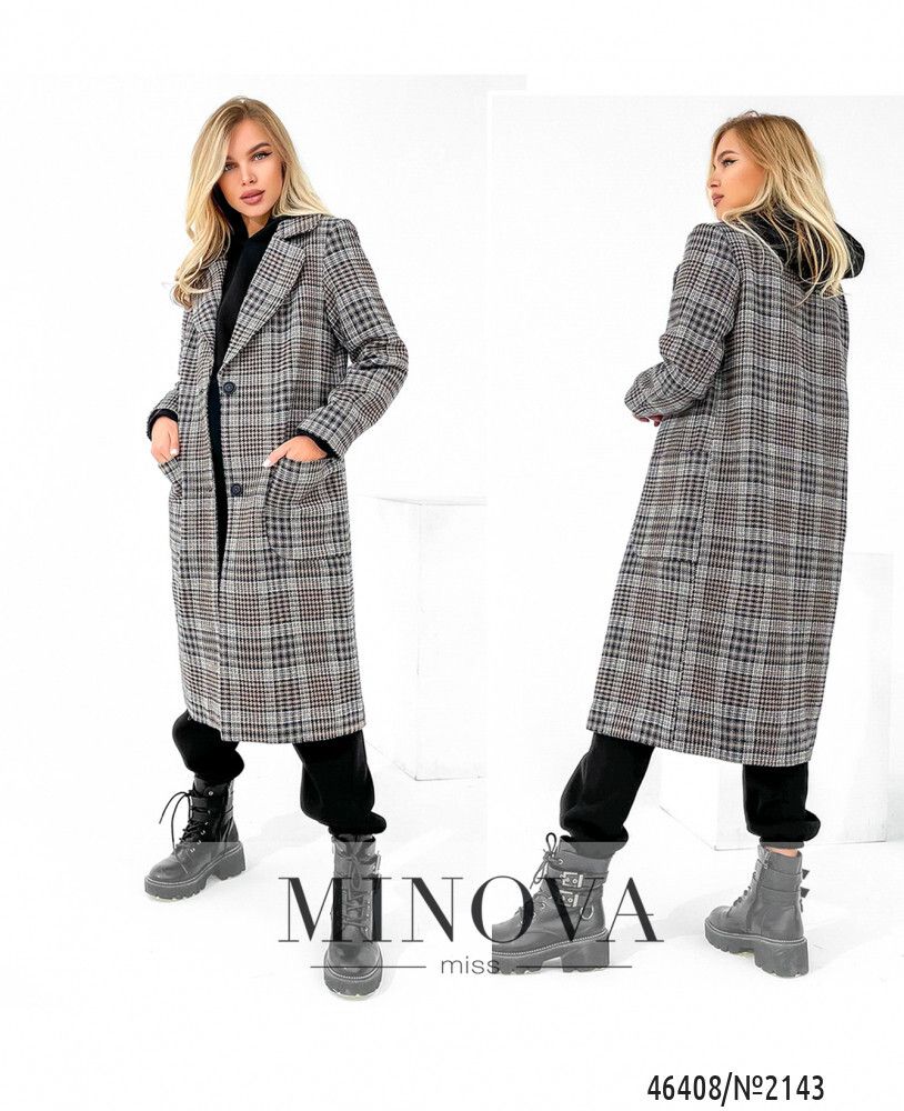 Пальто 2143-бежевая-клетка Minova